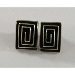 Dominique Dinouart Sterling Silver Geometric Post Earrings Southwestern Taxco 92